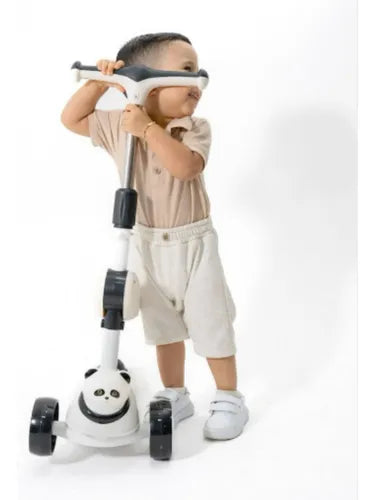 Panda Adjustable Height Kids Scooter With Light & Music - Black
